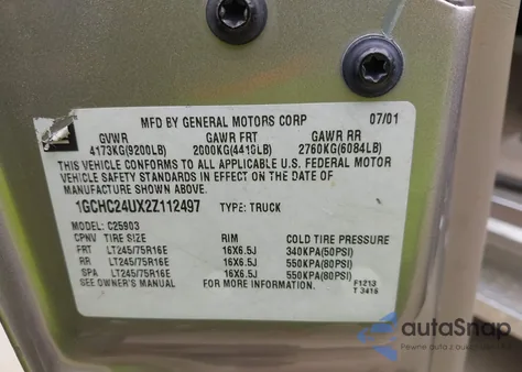 2002 Chevrolet Silverado 2500Hd Ls from USA, damaged, VIN 1GCHC24UX2Z112497